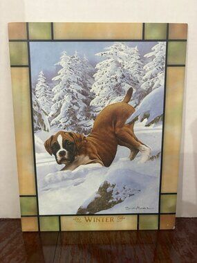 Danbury Mint Stained Glass Style Boxer Replacement Clock Panel Winter